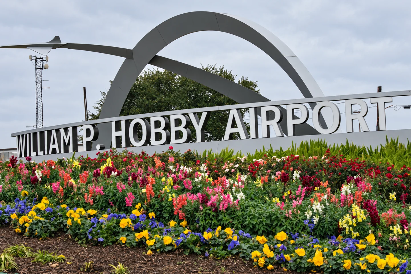 Hobby Airport — Closer to Galveston William P. Hobby Airport entrance sign, the closest major airport to Galveston cruise port