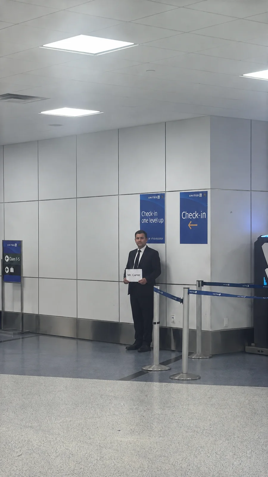 Chauffeur holding a discreet name sign for IAH meet and greet pickup